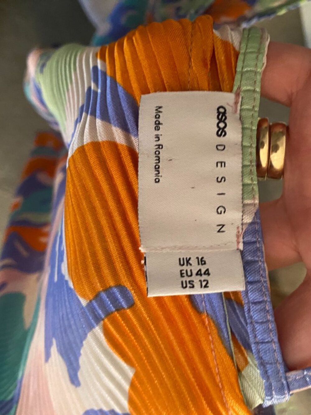 ASOS Design Tropical Design Pleated Maxi Dress - Size 12 - Picture 8 of 8